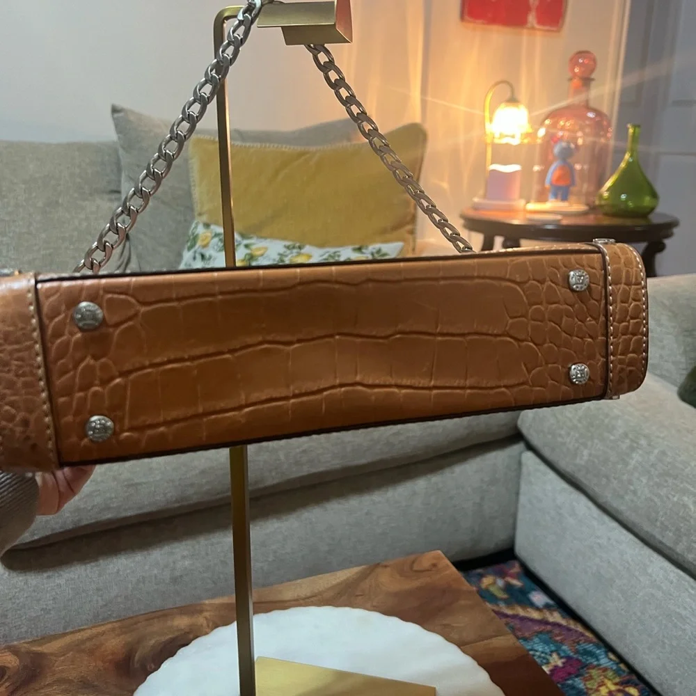 Michael Kors Tan Crocodile-Embossed Clutch‎